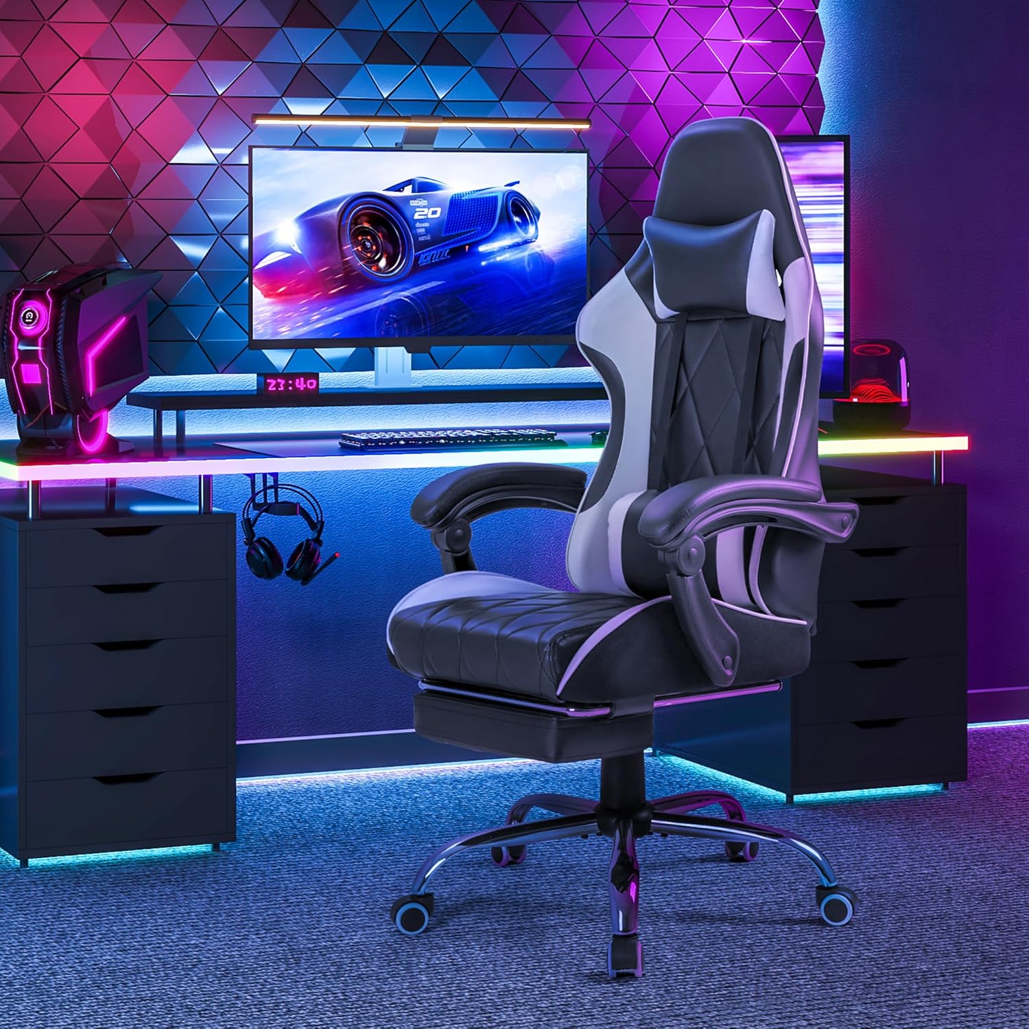 Homall Gaming Chair with Footrest and Massage