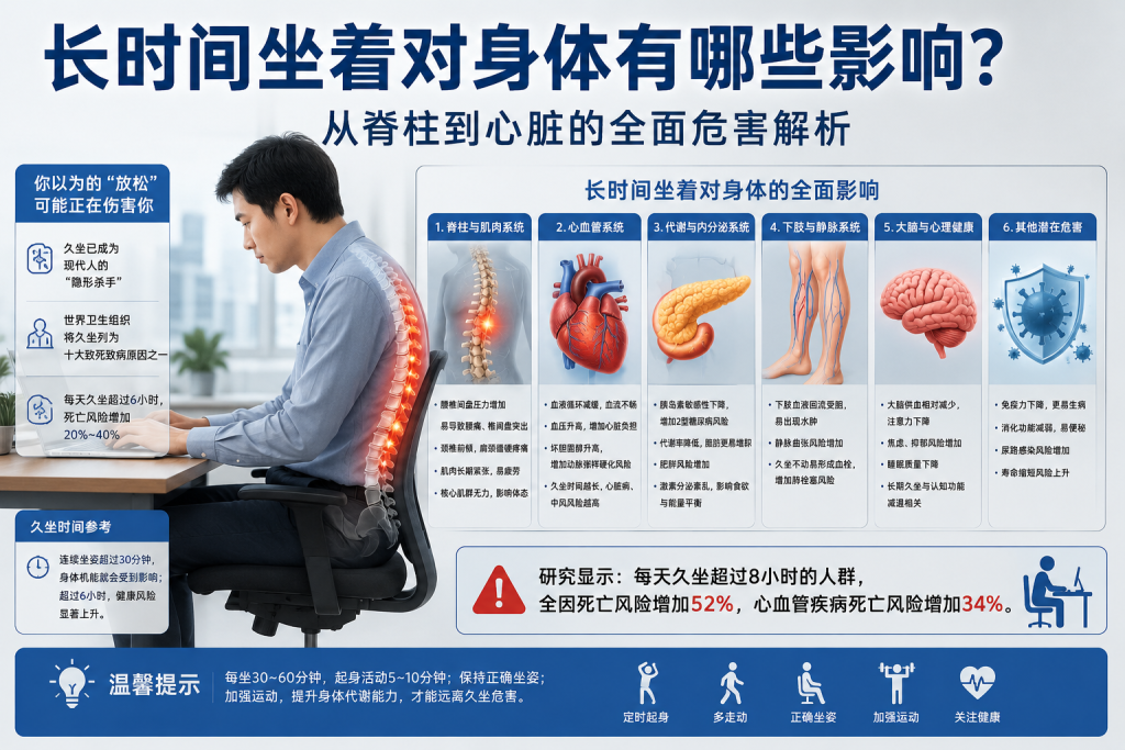 长时间坐着对身体有哪些影响？从脊柱到心脏的全面危害解析