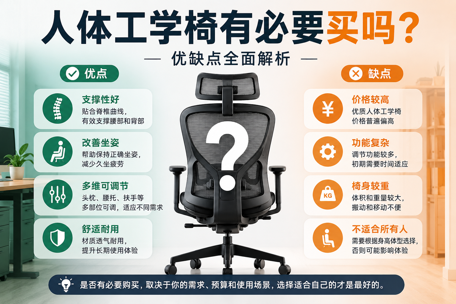 人体工学椅有必要买吗？ 优缺点全面解析