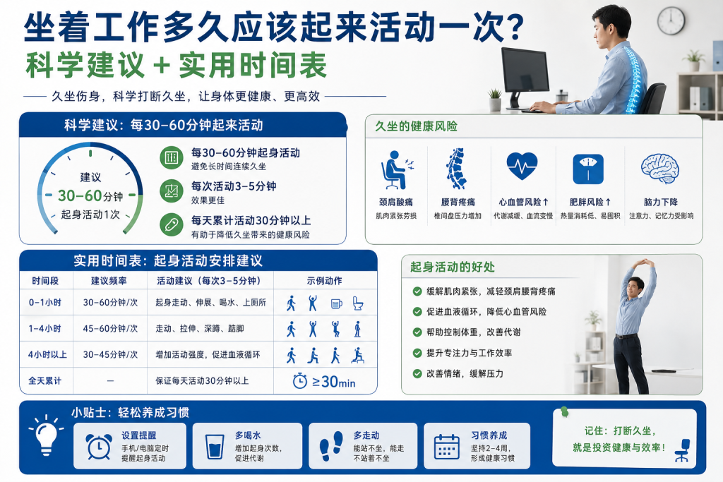坐着工作多久应该起来活动一次? 科学建议 + 实用时间表