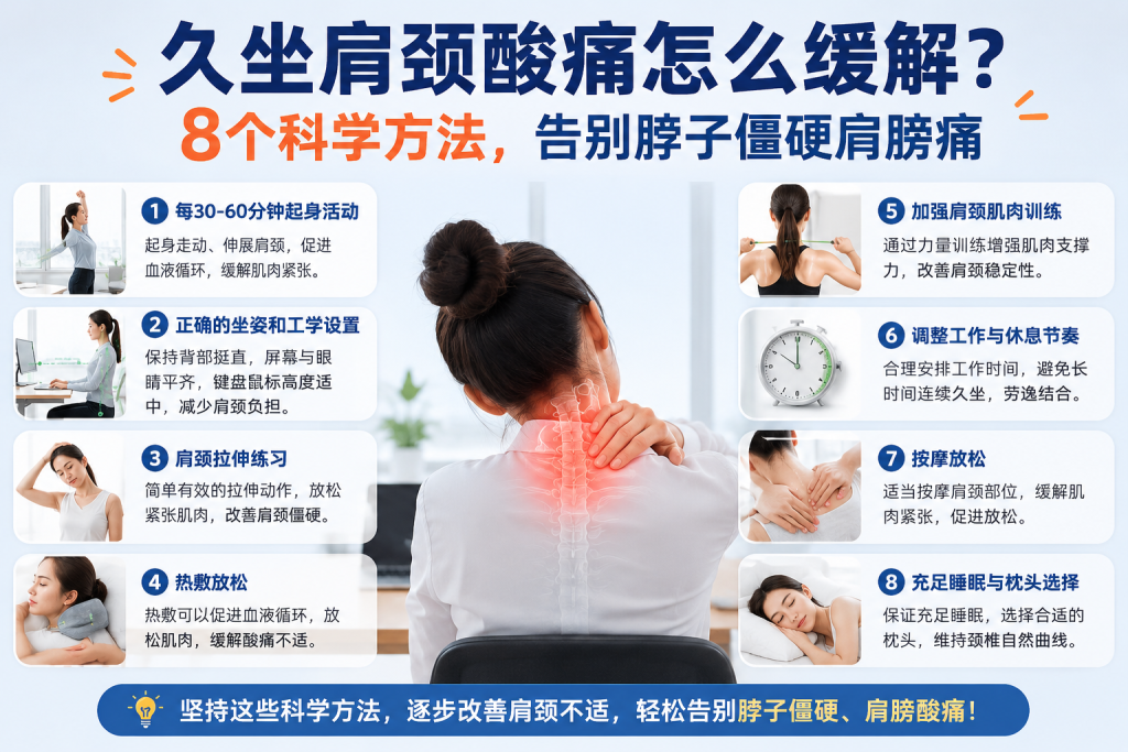 久坐肩颈酸痛怎么缓解?8个科学方法,告别脖子僵硬肩膀痛