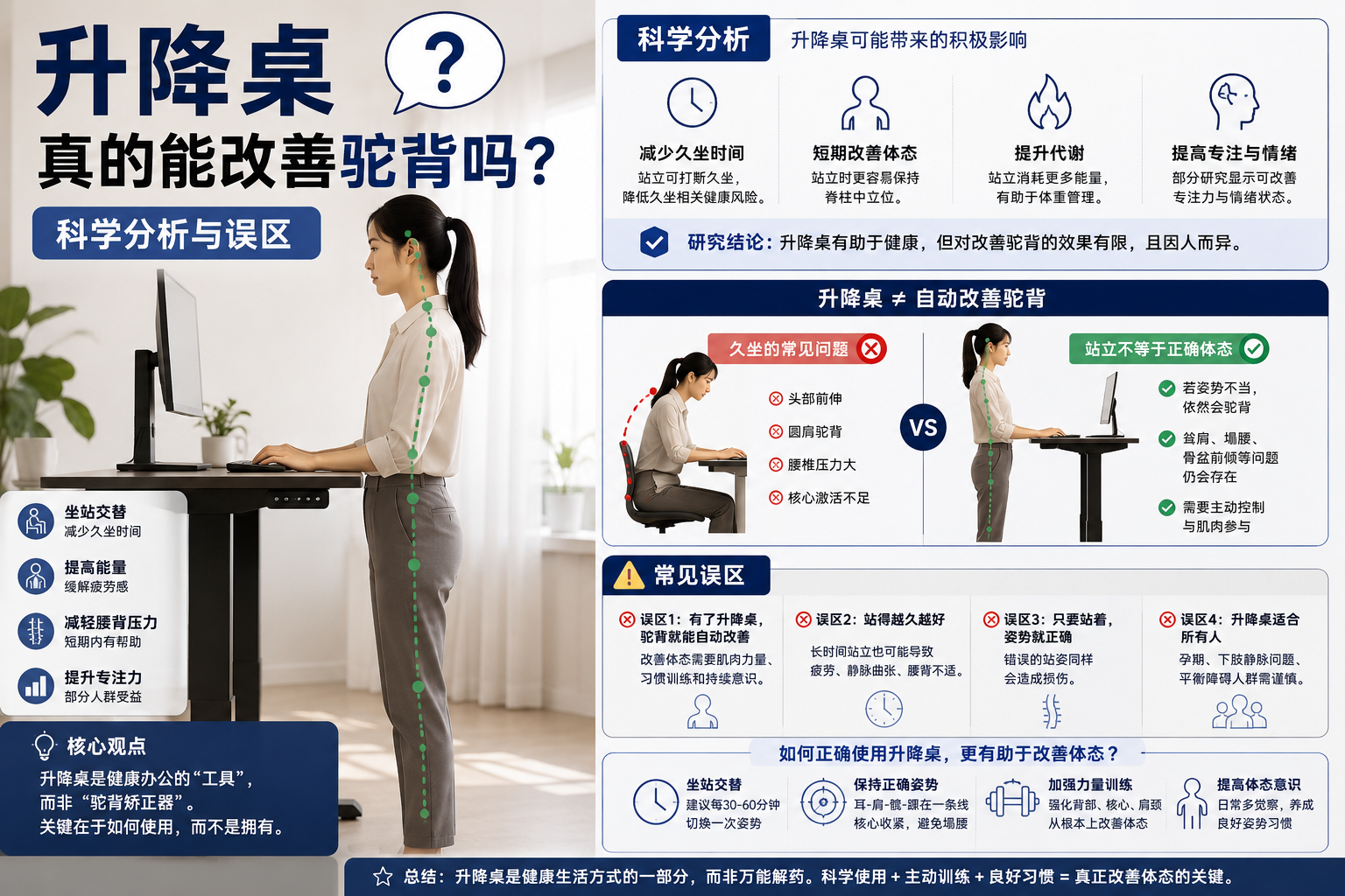 升降桌真的能改善驼背吗？ 科学分析与误区
