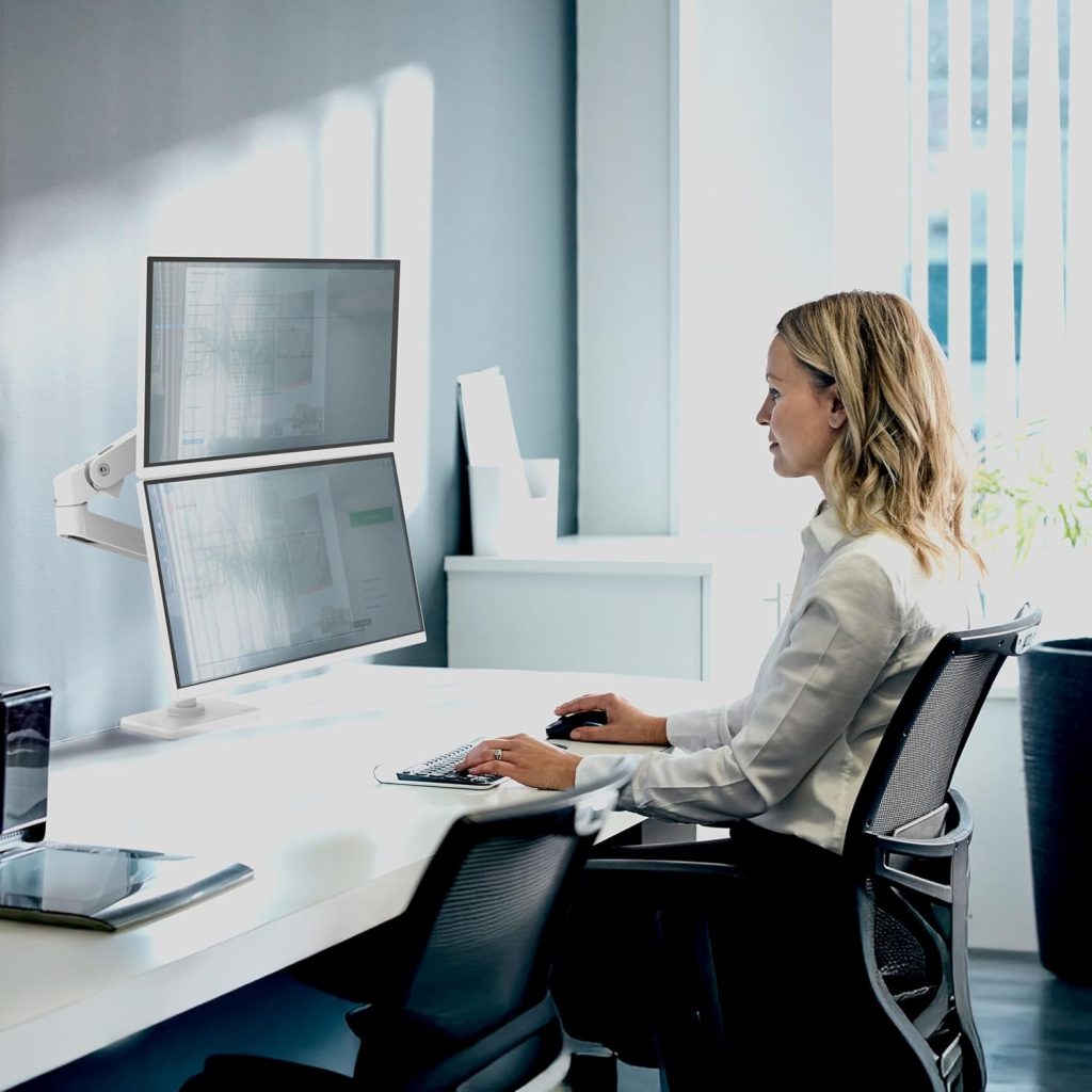Ergotron – Upgraded LX Pro Premium Vertical Stacking Dual Monitor Arm